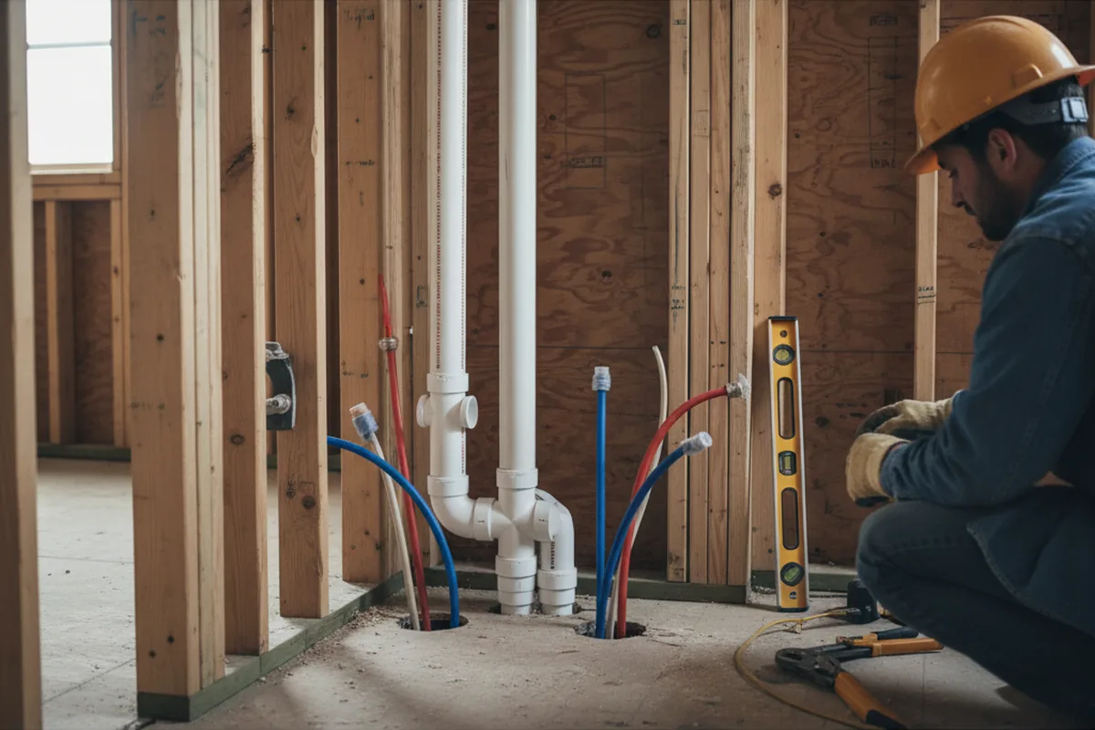 Drain and supply rough-in during Drain Cleaning in Bixby